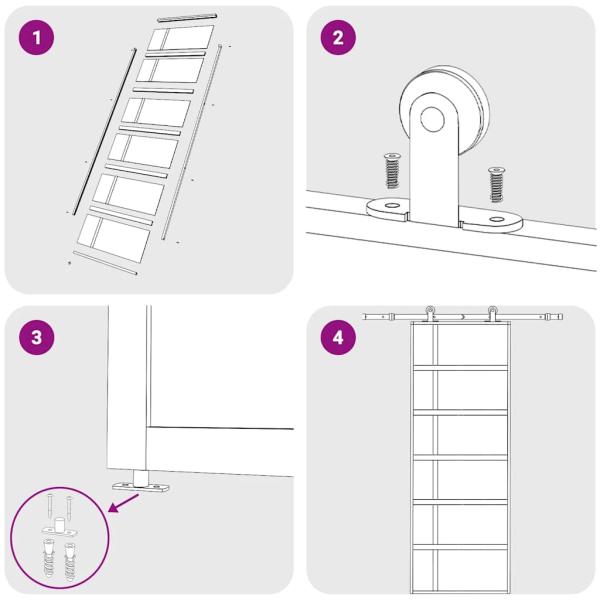 Schiebetür ESG-Glas und Aluminium 76x205 cm Weiß