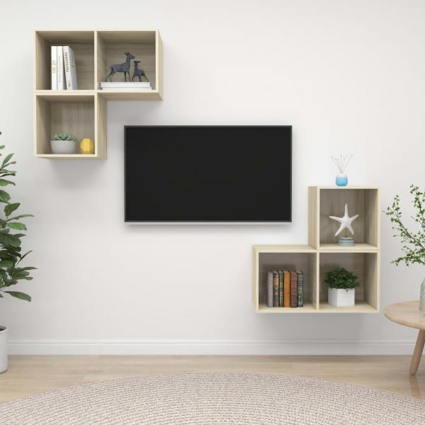 ARDEBO.de - 4-tlg. TV-Schrank-Set Sonoma-Eiche Holzwerkstoff