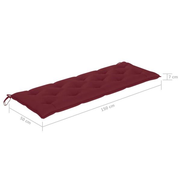 Stapelbare Gartenbank mit Auflage 159 cm Massivholz Teak