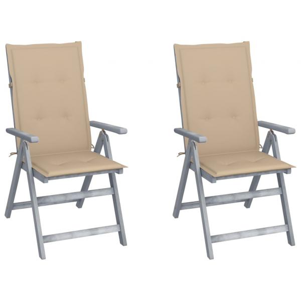ARDEBO.de - Verstellbare Gartenstühle 2 Stk. mit Auflagen Massivholz Akazie