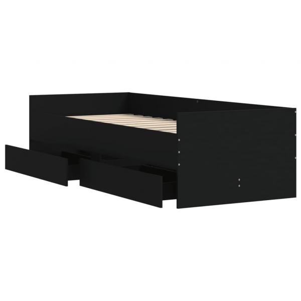 Bett mit Schubladen Schwarz 75x190 cm