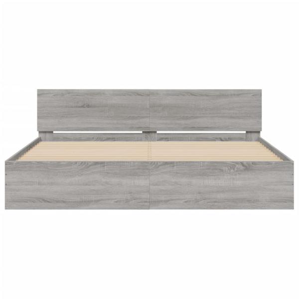 Bettgestell mit Kopfteil Grau Sonoma 200x200 cm