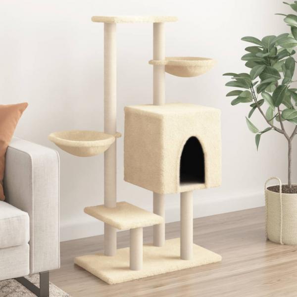 ARDEBO.de - Kratzbaum mit Sisal-Kratzsäulen Creme 117 cm