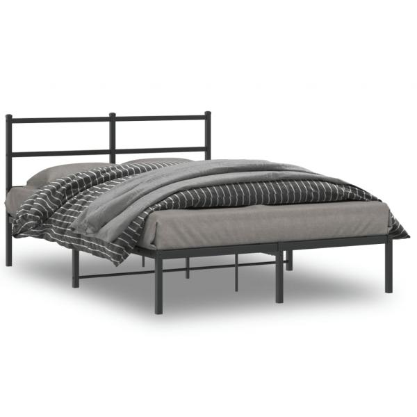 ARDEBO.de - Bettgestell mit Kopfteil Metall Schwarz 135x190 cm