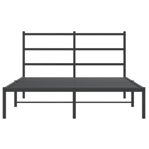 Bettgestell mit Kopfteil Metall Schwarz 135x190 cm