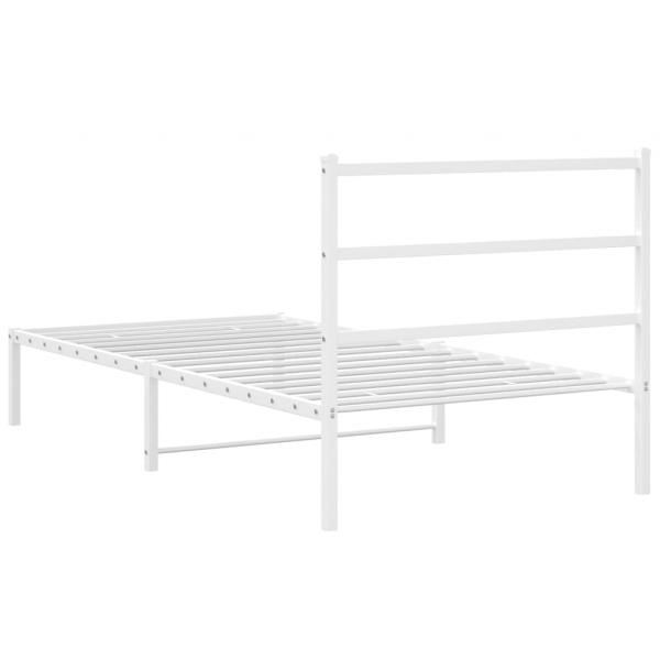 Bettgestell mit Kopfteil Metall Weiß 100x190 cm