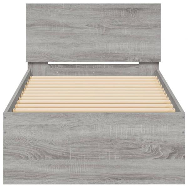 Bettgestell mit Kopfteil Grau Sonoma 90x200 cm Holzwerkstoff