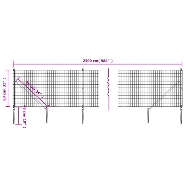 Maschendrahtzaun mit Bodenhülsen Grün 0,8x25 m