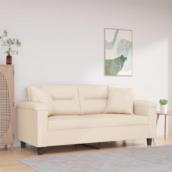 ARDEBO.de - 2-Sitzer-Sofa mit Kissen Beige 140 cm Mikrofasergewebe