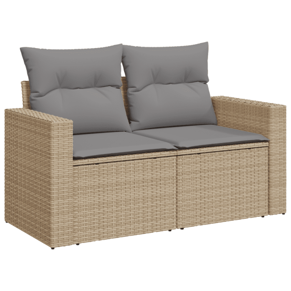 3-tlg. Garten-Sofagarnitur mit Kissen Beige Poly Rattan