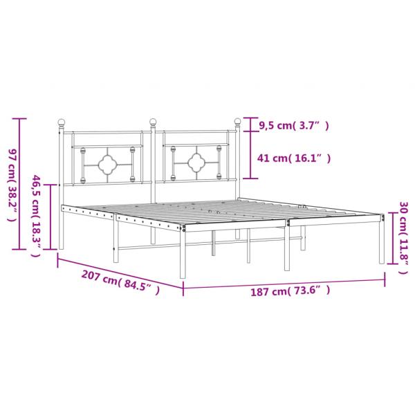 Bettgestell mit Kopfteil Metall Weiß 180x200 cm