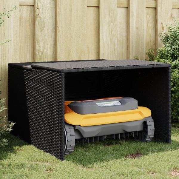 ARDEBO.de - Mähroboter-Garage Schwarz 86x90x52/57 cm Poly Rattan