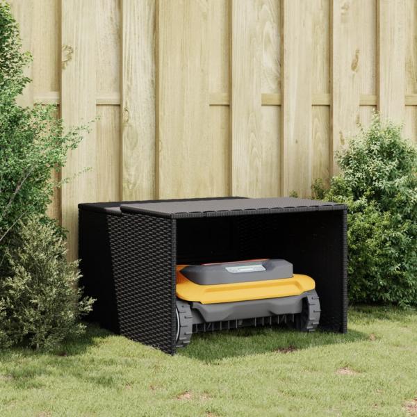 Mähroboter-Garage Schwarz 86x90x52/57 cm Poly Rattan