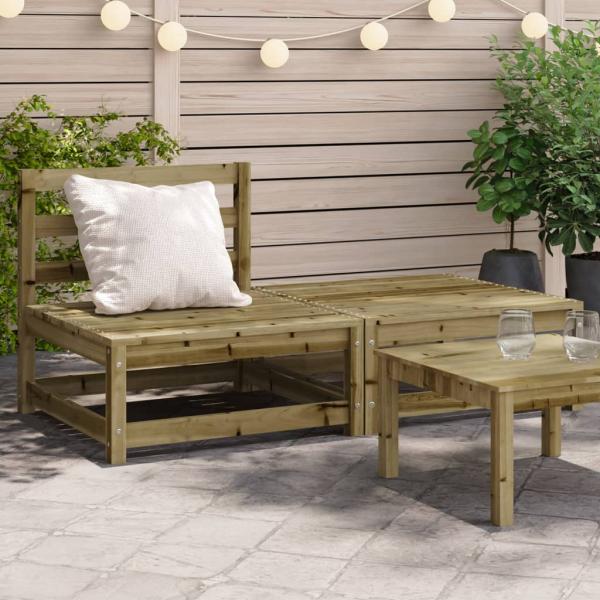 ARDEBO.de - Gartensofa ohne Armlehnen mit Hocker Kiefernholz Imprägniert