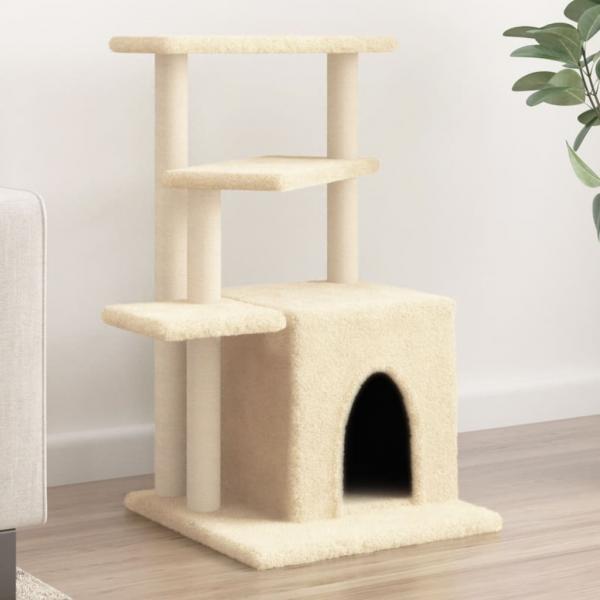 ARDEBO.de - Kratzbaum mit Sisal-Kratzsäulen Creme 83,5 cm