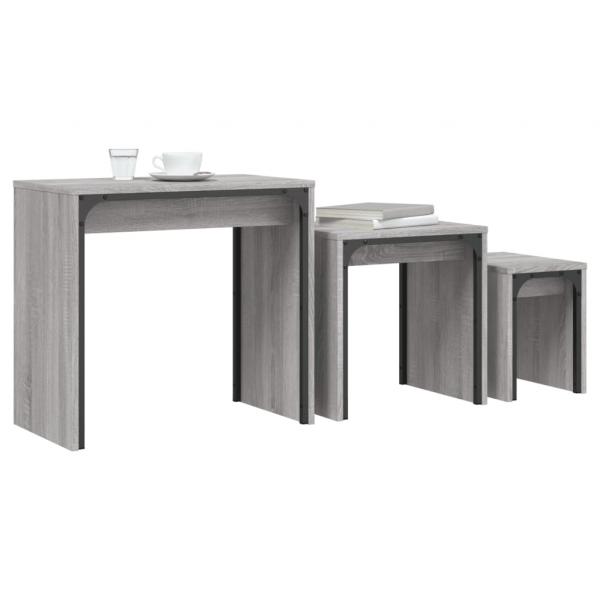 Satztische 3 Stk. Grau Sonoma Holzwerkstoff