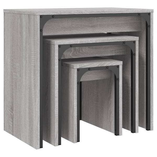 Satztische 3 Stk. Grau Sonoma Holzwerkstoff