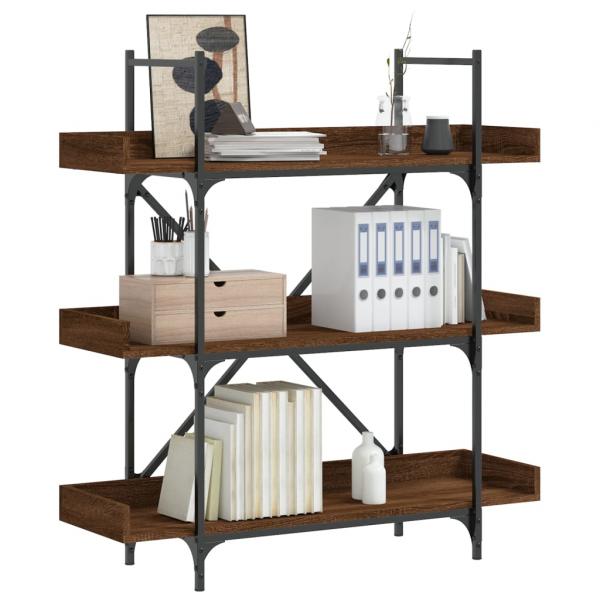 ARDEBO.de - Bücherregal 3 Böden Braun Eichen-Optik 100x33x108,5 cm