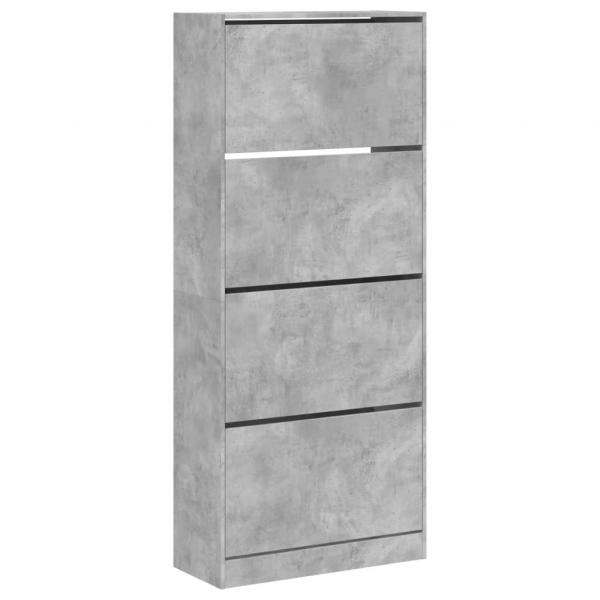 Schuhschrank mit 4 Klappen Betongrau 80x34x187,5 cm