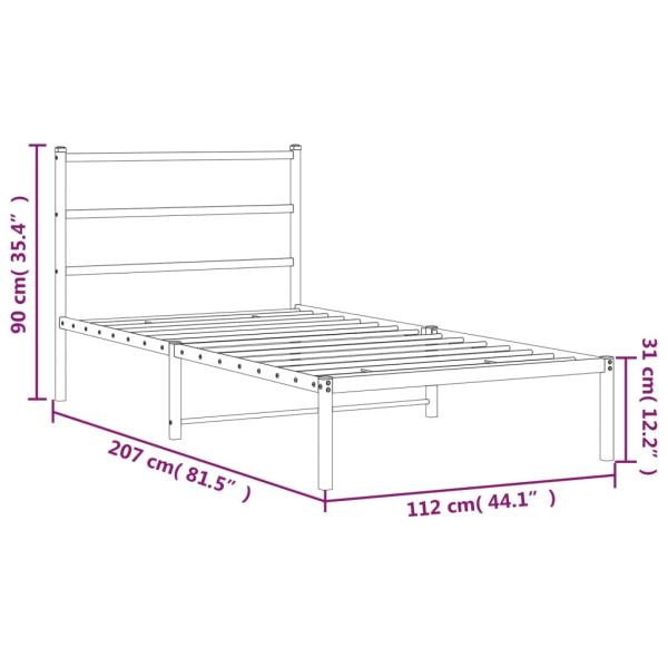 Bettgestell mit Kopfteil Metall Schwarz 107x203 cm