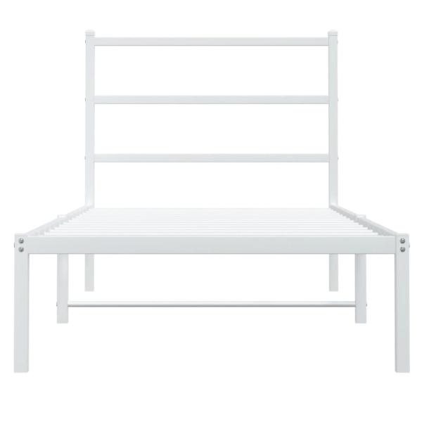 Bettgestell mit Kopfteil Metall Weiß 90x190 cm