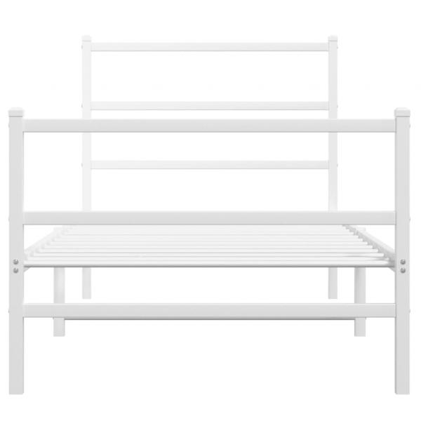 Bettgestell mit Kopf- und Fußteil Metall Weiß 90x200 cm