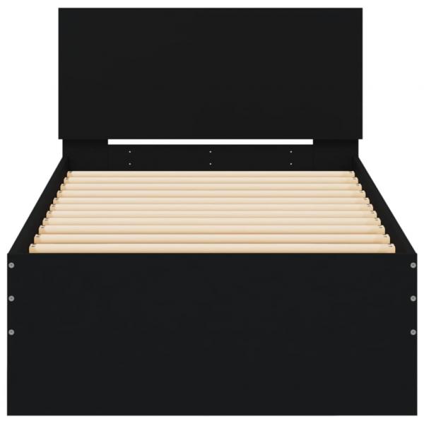 Bettgestell mit Kopfteil Schwarz 90x200 cm Holzwerkstoff