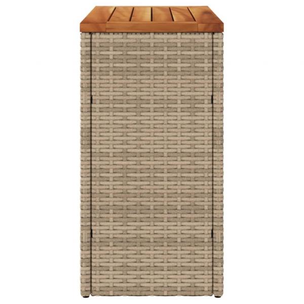 Garten-Beistelltisch Holzplatte Beige 58x27,5x55 cm Poly Rattan