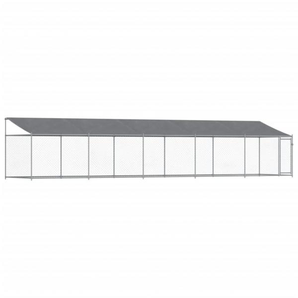 Hundezwinger mit Dach und Tür Grau 10x2x2 m Verzinkter Stahl