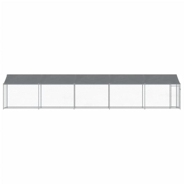 Hundezwinger mit Dach und Tür Grau 10x2x2 m Verzinkter Stahl