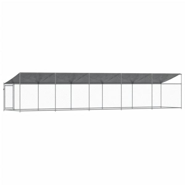 Hundezwinger mit Dach und Tür Grau 10x2x2 m Verzinkter Stahl