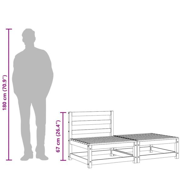 Gartensofa ohne Armlehnen mit Fußhocker Wachsbraun Kiefernholz