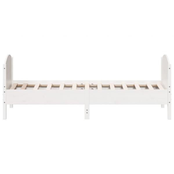 Massivholzbett ohne Matratze Weiß 75x190 cm Kiefernholz
