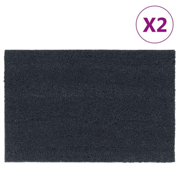 ARDEBO.de - Fußmatten 2 Stk. Dunkelgrau 40x60 cm Kokosfaser Getuftet