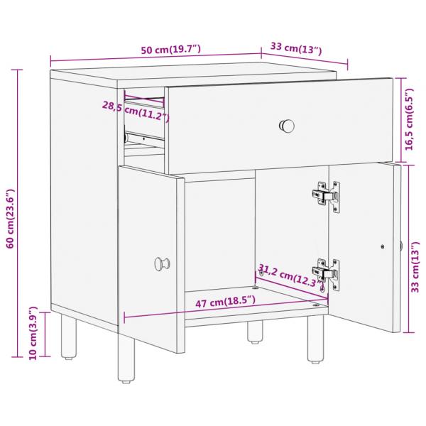 Nachttisch 50x33x60 cm Massivholz Akazie