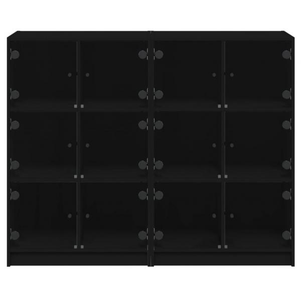 Bücherregal mit Türen Schwarz 136x37x109 cm Holzwerkstoff
