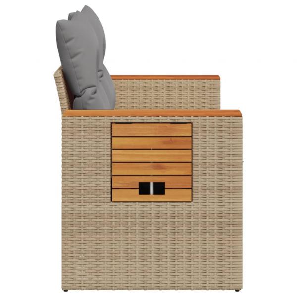Gartensofa mit Kissen 2-Sitzer Beige Poly Rattan
