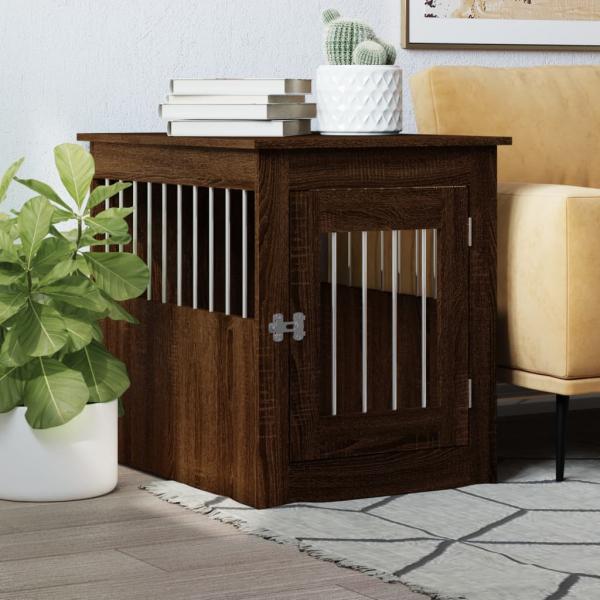 ARDEBO.de - Hundekäfig im Möbelstil Braun Eichen-Optik 55x75x65 cm