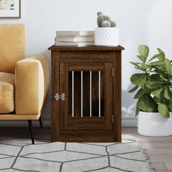 Hundekäfig im Möbelstil Braun Eichen-Optik 55x80x68 cm