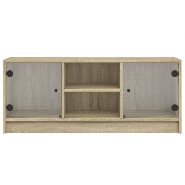 TV-Schrank mit Glastüren Sonoma-Eiche 102x37x42 cm