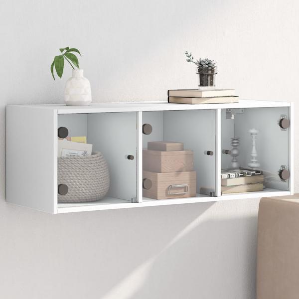 ARDEBO.de - Wandschrank mit Glastüren Weiß 102x37x35 cm