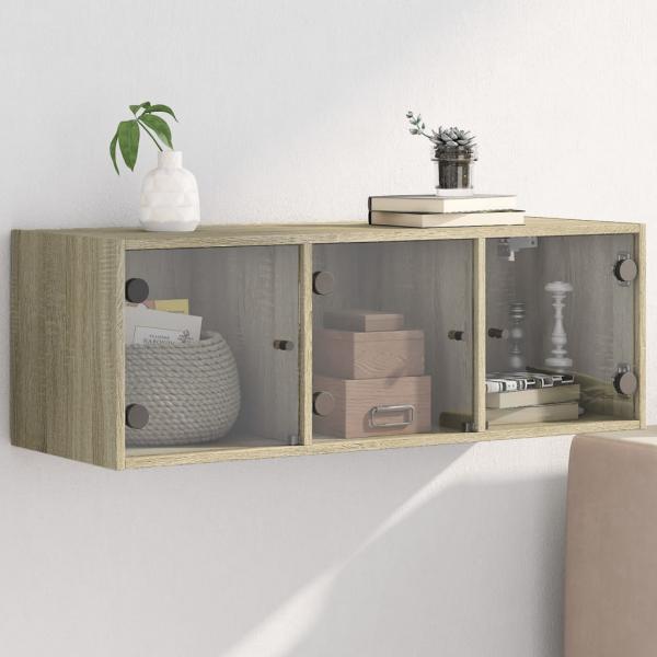 ARDEBO.de - Wandschrank mit Glastüren Sonoma-Eiche 102x37x35 cm