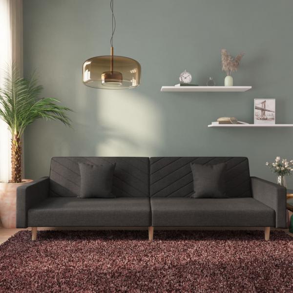 ARDEBO.de - Schlafsofa 2-Sitzer mit 2 Kissen Schwarz Stoff