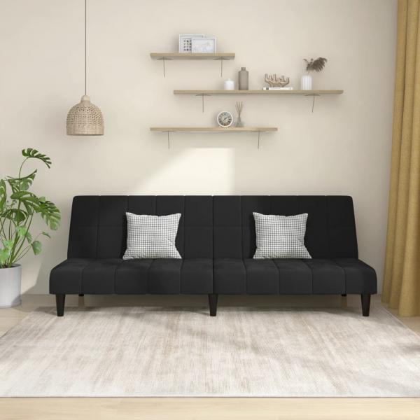 ARDEBO.de - Schlafsofa 2-Sitzer Schwarz Samt