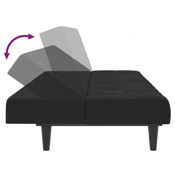 Schlafsofa 2-Sitzer Schwarz Samt