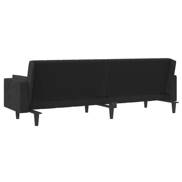 Schlafsofa 2-Sitzer mit 2 Kissen Schwarz Samt