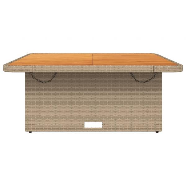 Gartentisch Beige 110x110x71 cm Poly Rattan und Akazienholz