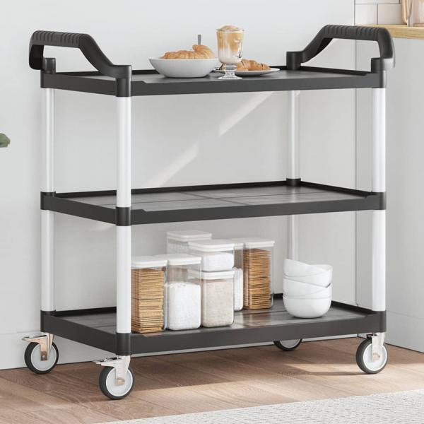 ARDEBO.de - Rollwagen mit 3 Etagen Schwarz 99x50x96 cm Aluminium