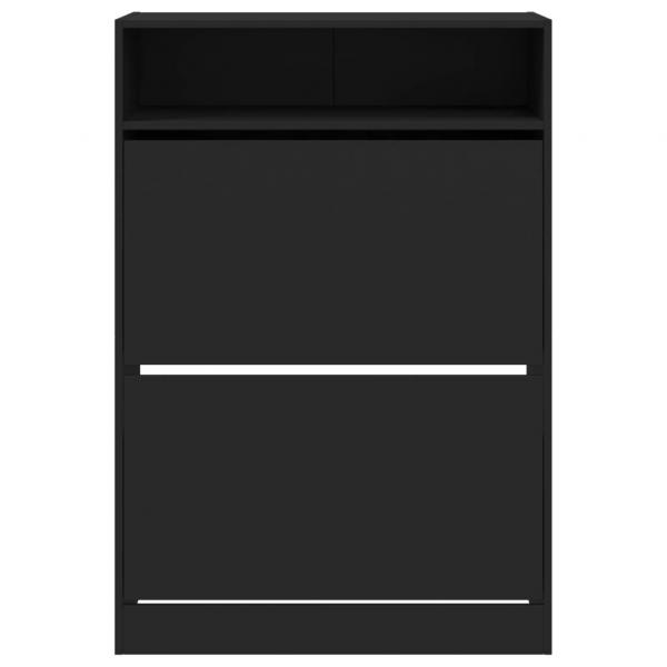 Schuhschrank mit 2 Klappen Schwarz 80x34x116 cm