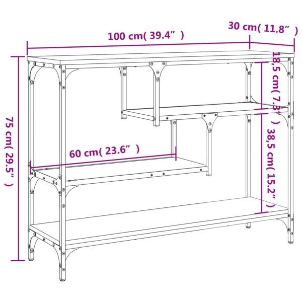 Konsolentisch Grau Sonoma 100x30x75 cm Holzwerkstoff